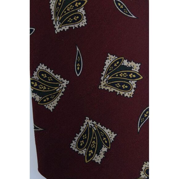 Chanel Mens Vintage Paisley Print Skinny Silk Tie Red - Picture 6 of 9